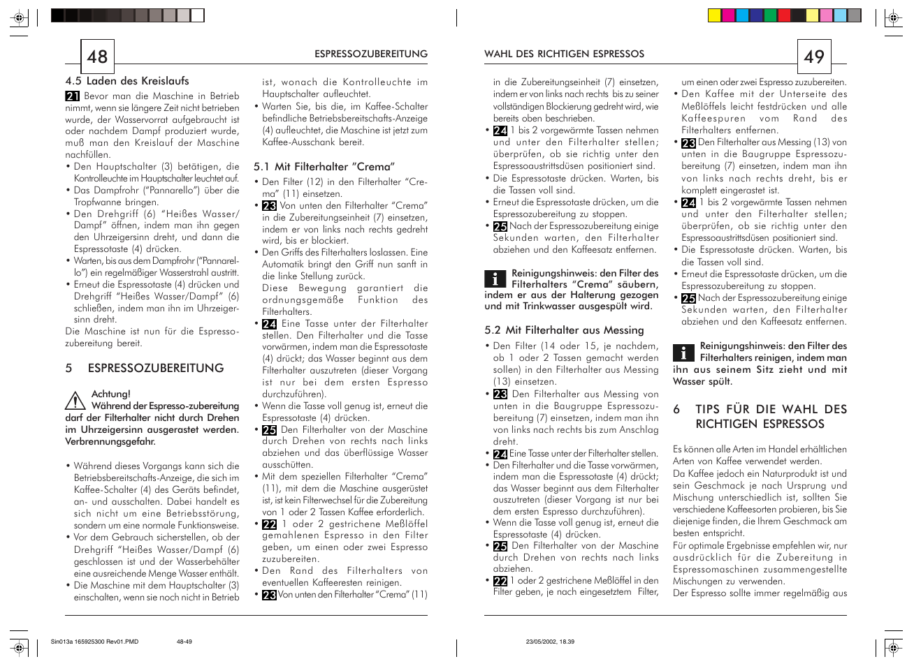 Philips Saeco Via Veneto Siebträger-Espressomaschine User Manual | Page 25 / 47