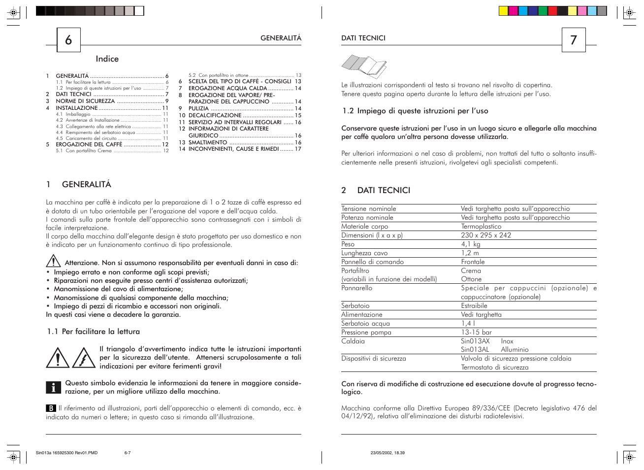 Philips Saeco Via Veneto Siebträger-Espressomaschine User Manual | Page 4 / 47