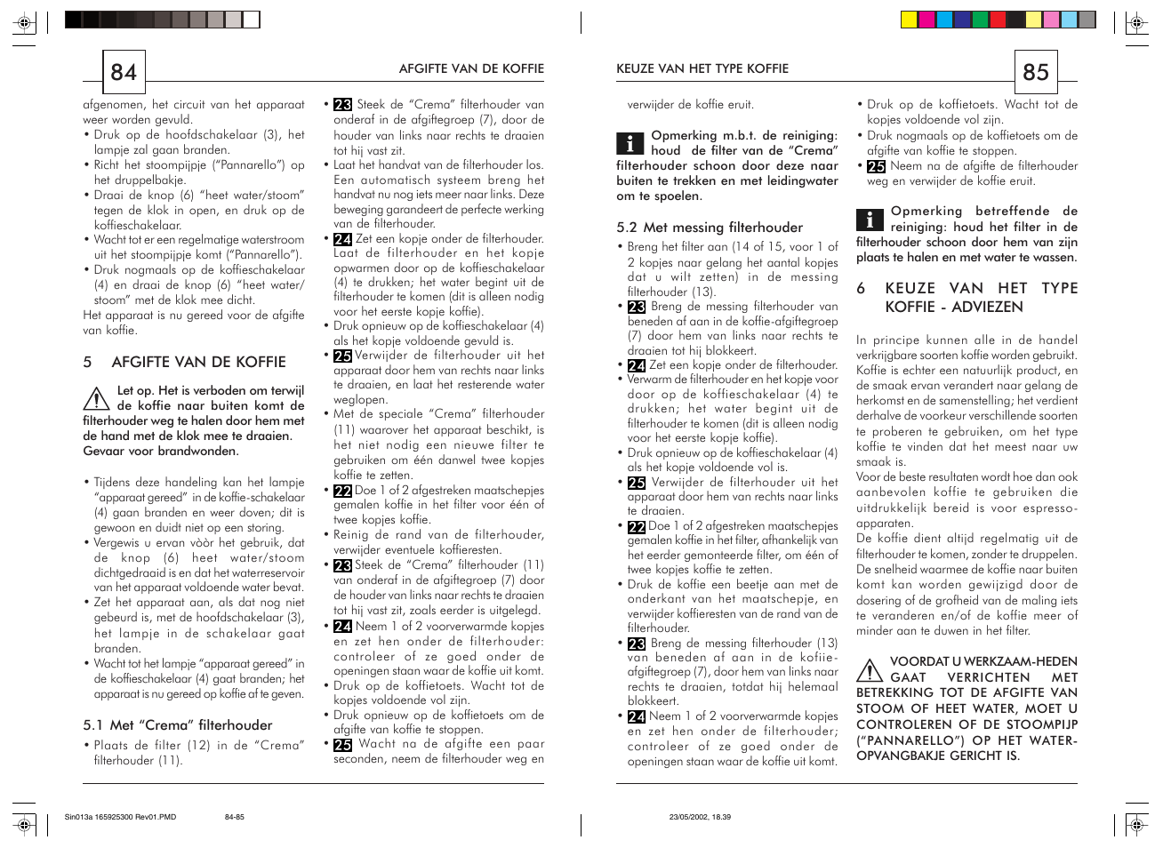 Philips Saeco Via Veneto Siebträger-Espressomaschine User Manual | Page 43 / 47