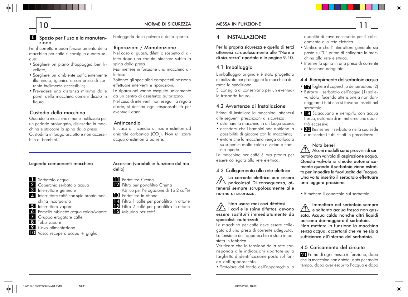 Philips Saeco Via Veneto Siebträger-Espressomaschine User Manual | Page 6 / 47