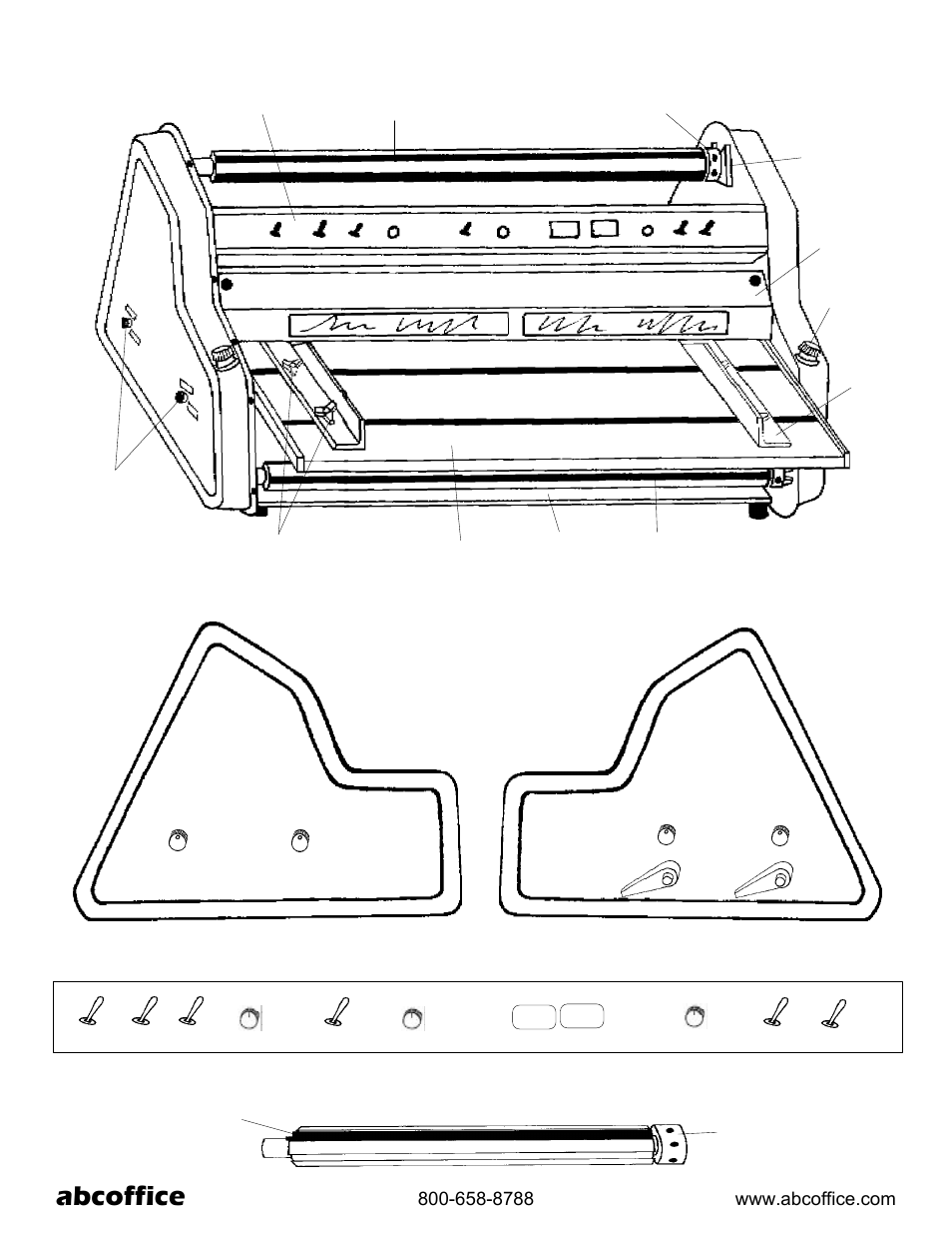 Finisher 4300, Ba-fs43), Control panel | Mandrel, Left side cover right side cover, Abcoffice | ABC Office Finisher 4300 User Manual | Page 3 / 12