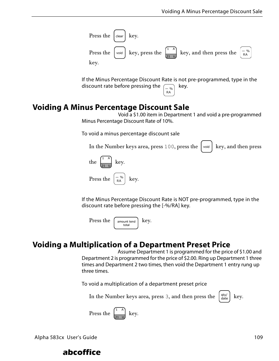 Voiding a minus percentage discount sale, Abcoffice | ABC Office ROYAL Alpha 583cx User Manual | Page 115 / 138