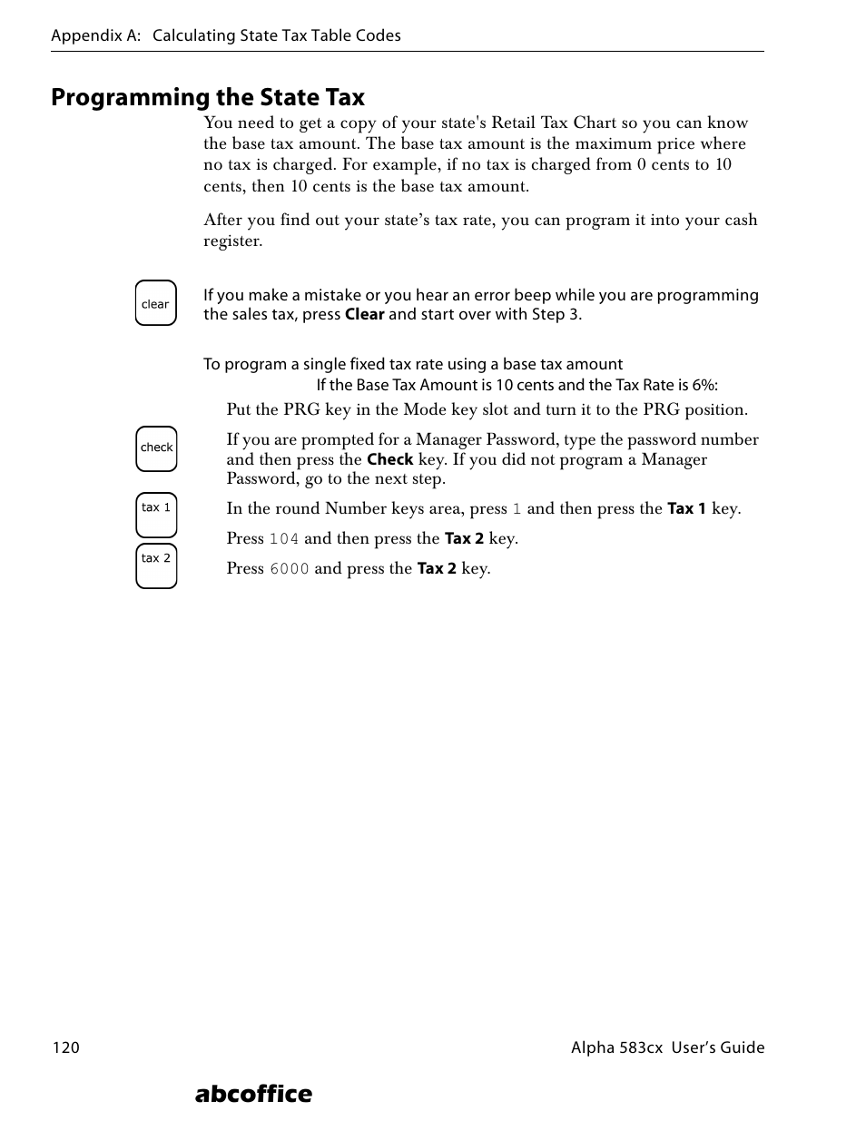 Programming the state tax, Abcoffice | ABC Office ROYAL Alpha 583cx User Manual | Page 126 / 138