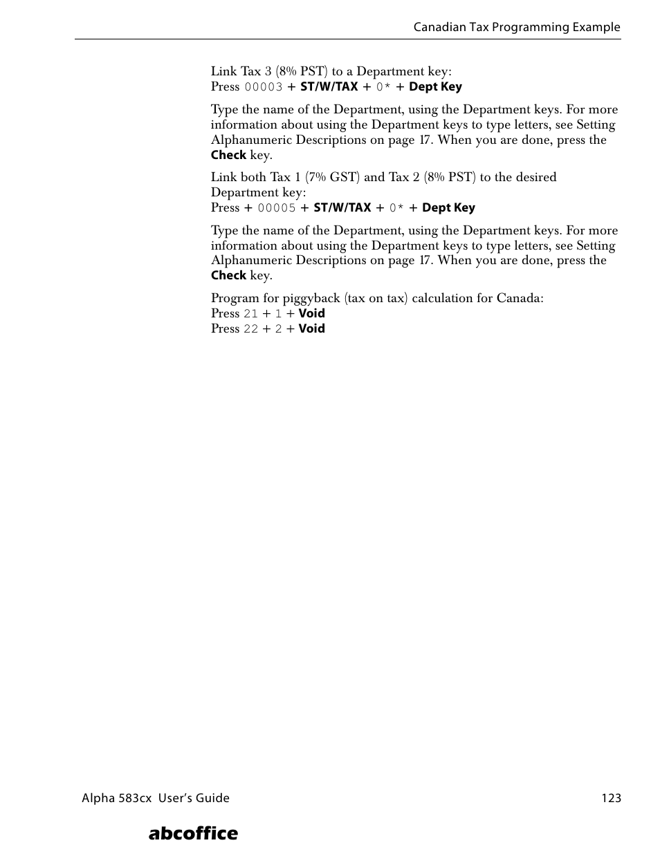 Abcoffice | ABC Office ROYAL Alpha 583cx User Manual | Page 129 / 138