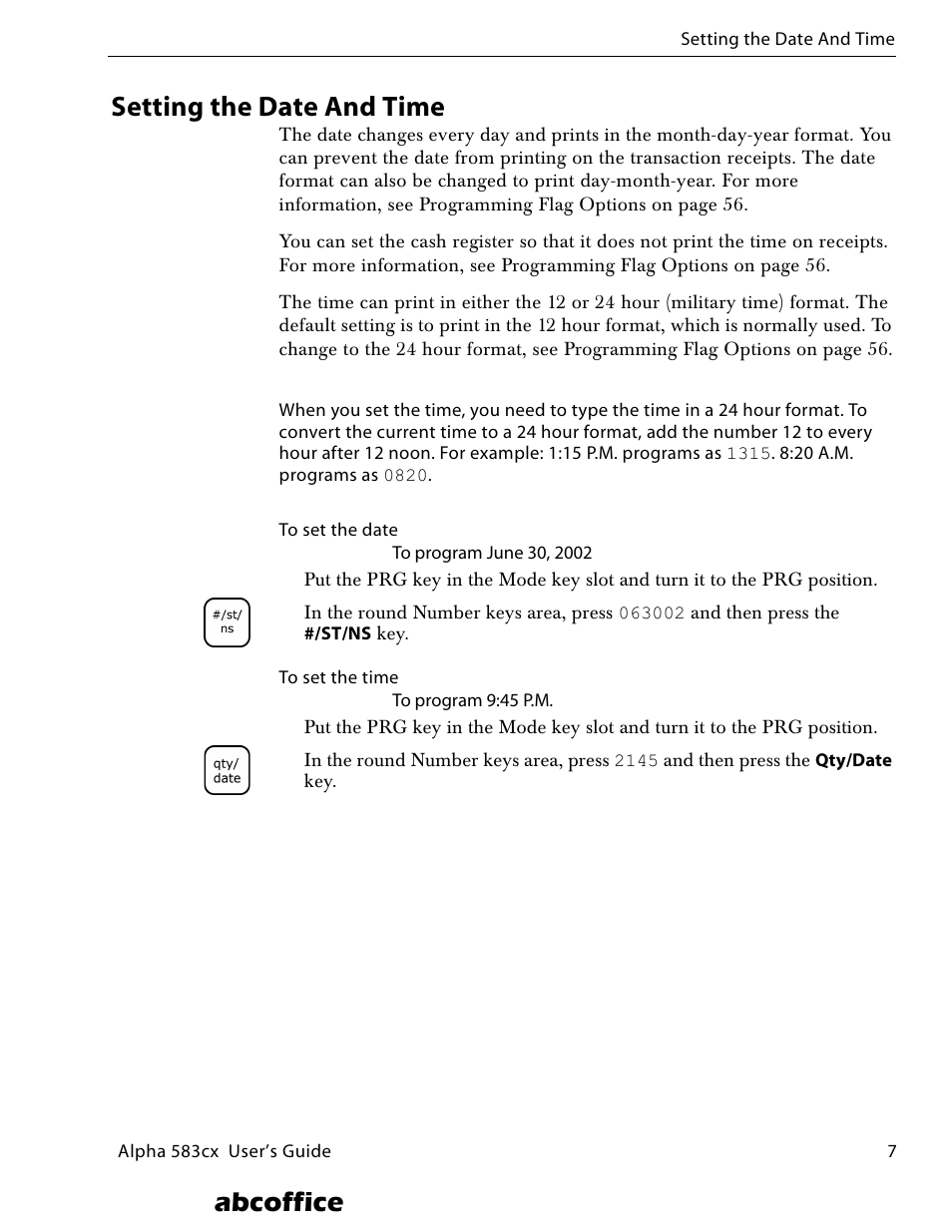 Setting the date and time, Abcoffice | ABC Office ROYAL Alpha 583cx User Manual | Page 13 / 138