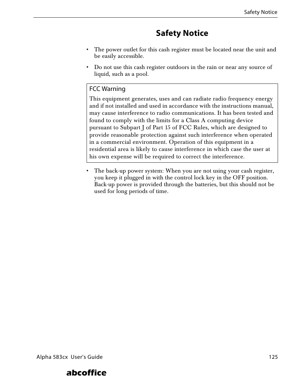 Safety notice, Abcoffice | ABC Office ROYAL Alpha 583cx User Manual | Page 131 / 138