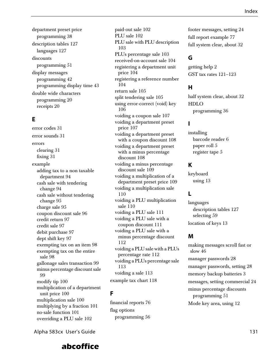 Abcoffice | ABC Office ROYAL Alpha 583cx User Manual | Page 136 / 138