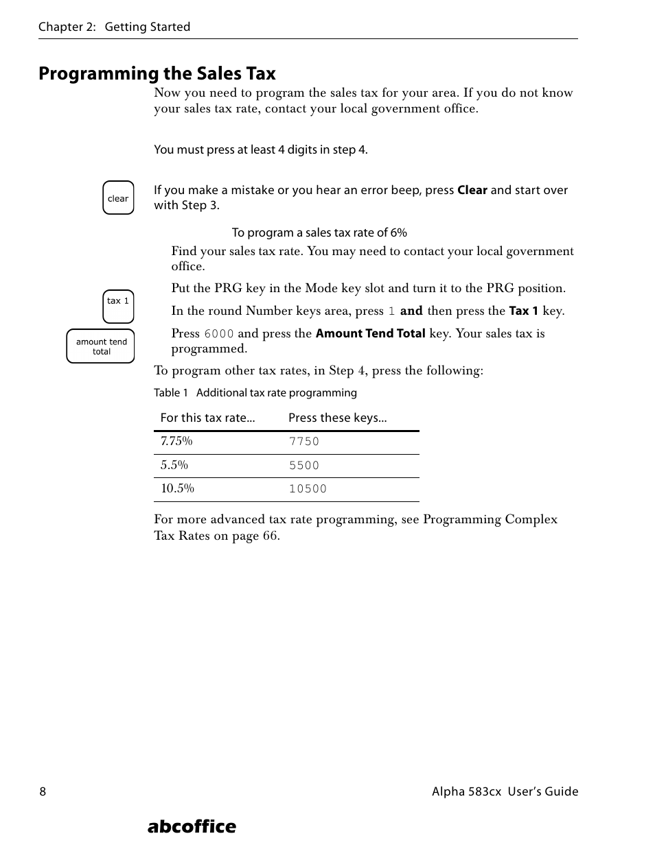 Programming the sales tax, Abcoffice | ABC Office ROYAL Alpha 583cx User Manual | Page 14 / 138