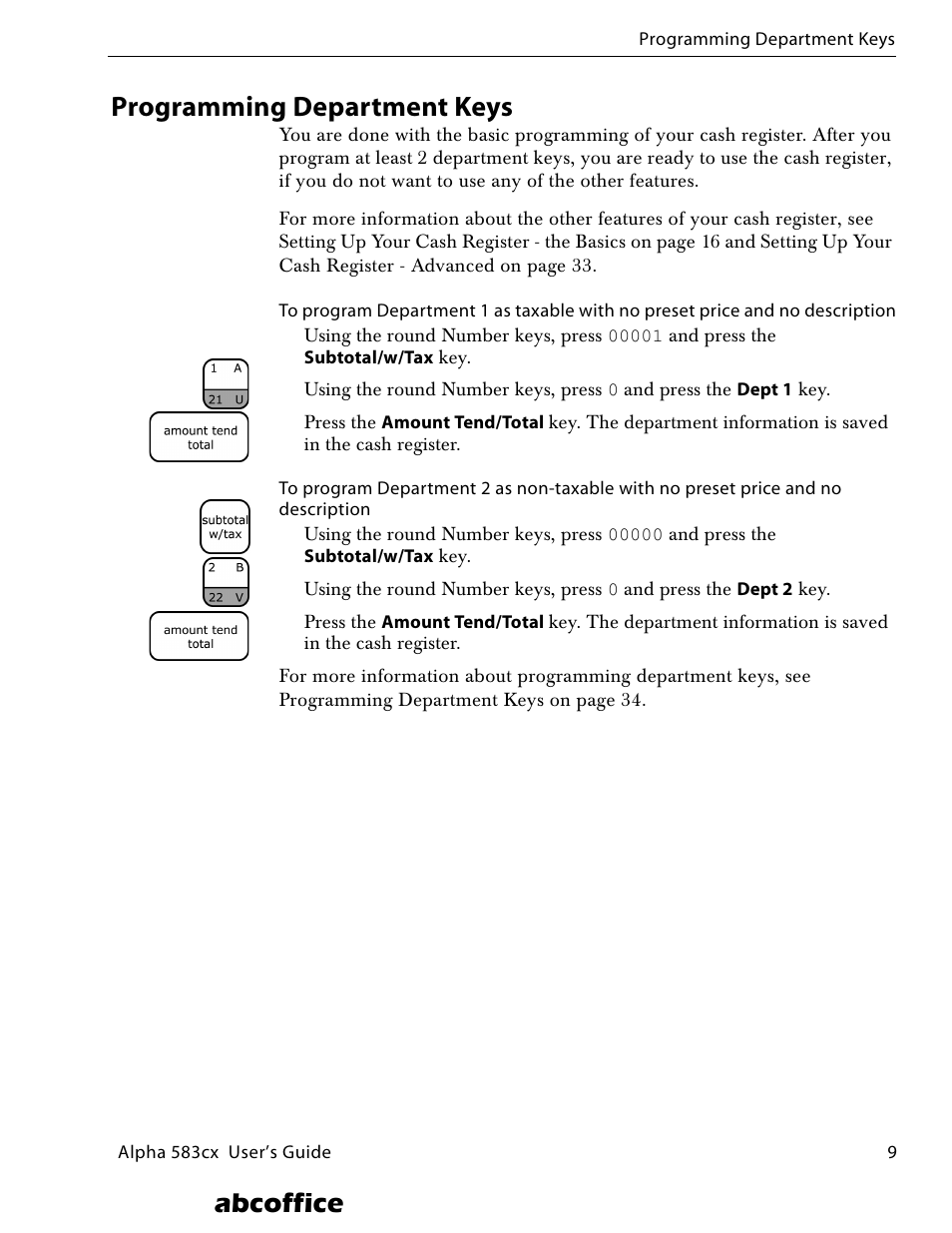 Programming department keys, Abcoffice | ABC Office ROYAL Alpha 583cx User Manual | Page 15 / 138