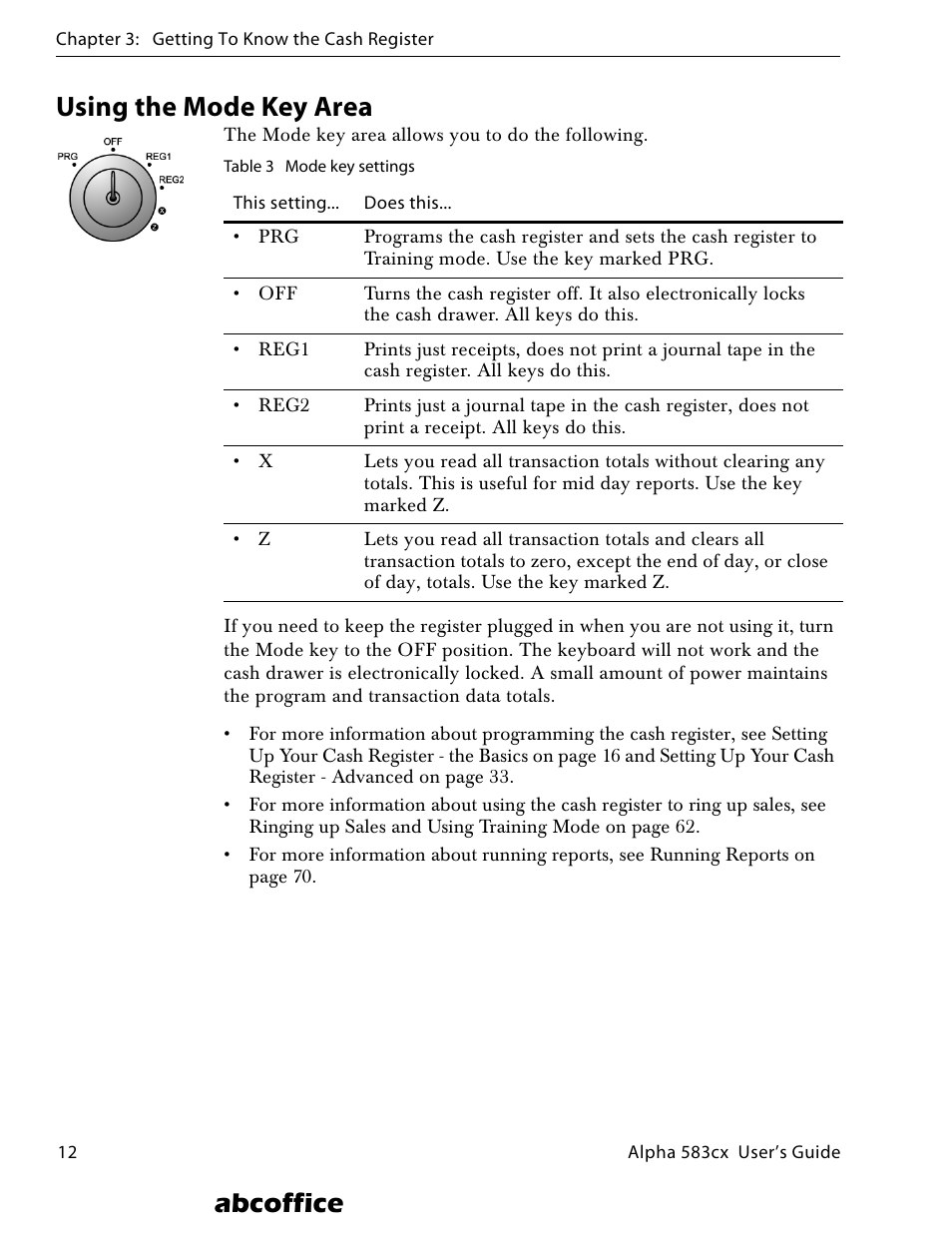 Using the mode key area, Abcoffice | ABC Office ROYAL Alpha 583cx User Manual | Page 18 / 138