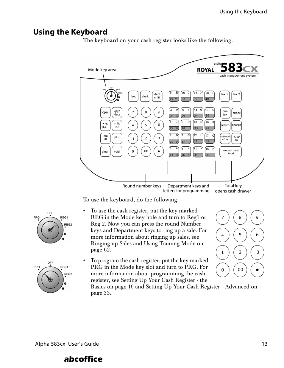 Using the keyboard, Abcoffice | ABC Office ROYAL Alpha 583cx User Manual | Page 19 / 138