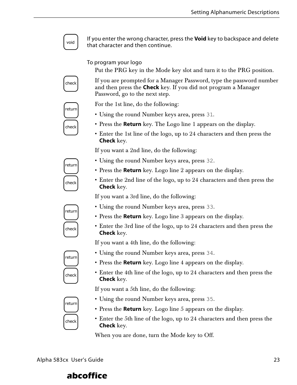 Abcoffice | ABC Office ROYAL Alpha 583cx User Manual | Page 29 / 138