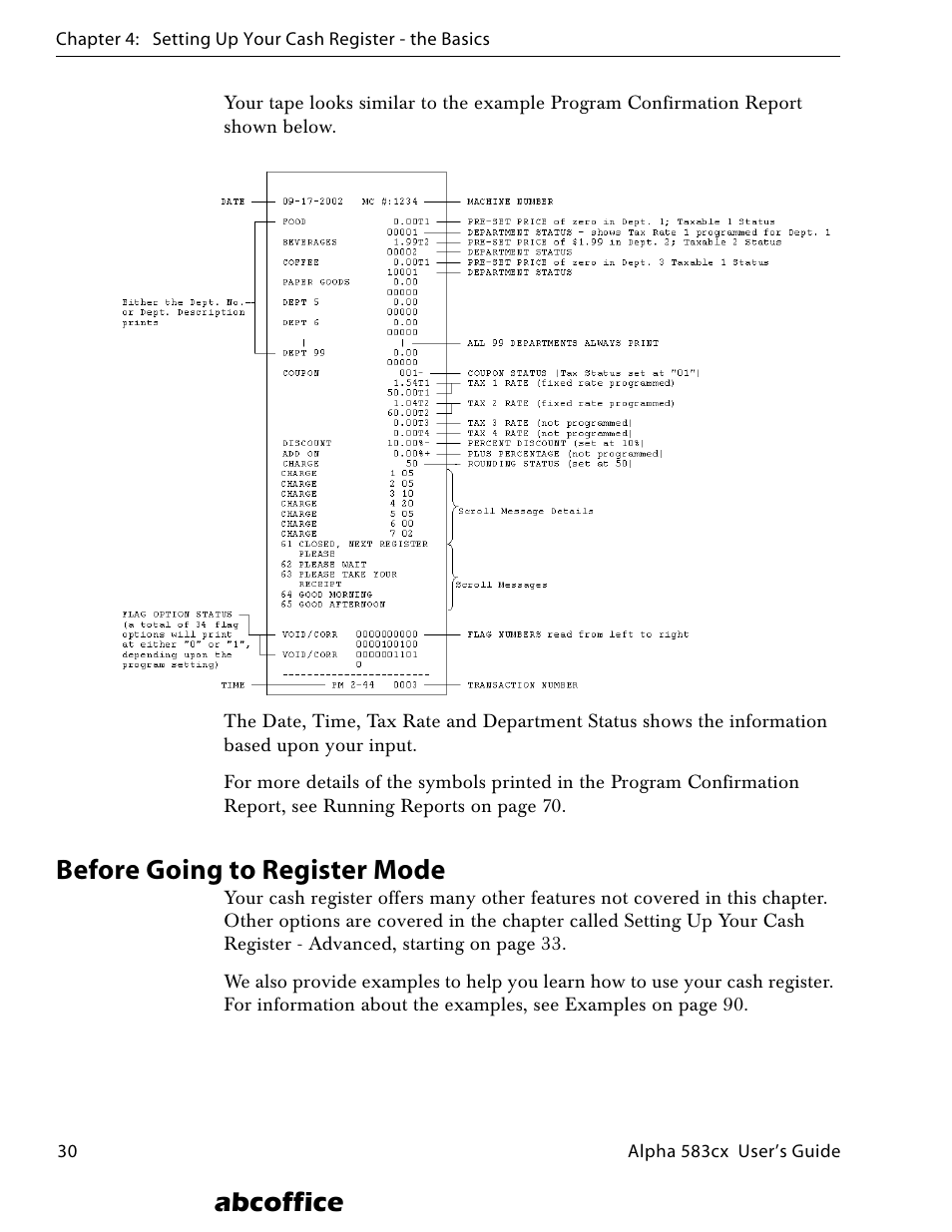 Before going to register mode, Abcoffice | ABC Office ROYAL Alpha 583cx User Manual | Page 36 / 138