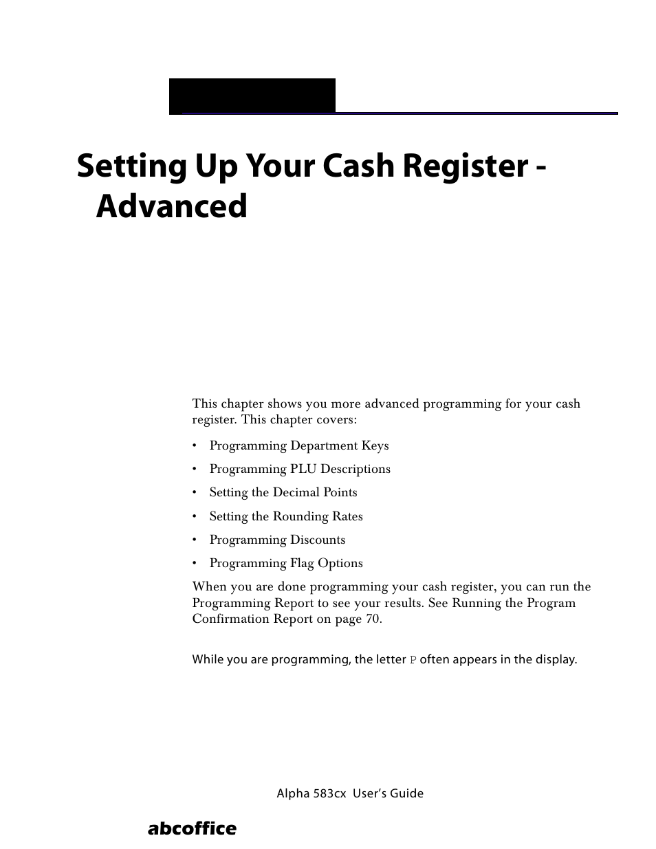 Setting up your cash register - advanced, 5 setting up your cash register - advanced, Abcoffice | ABC Office ROYAL Alpha 583cx User Manual | Page 39 / 138