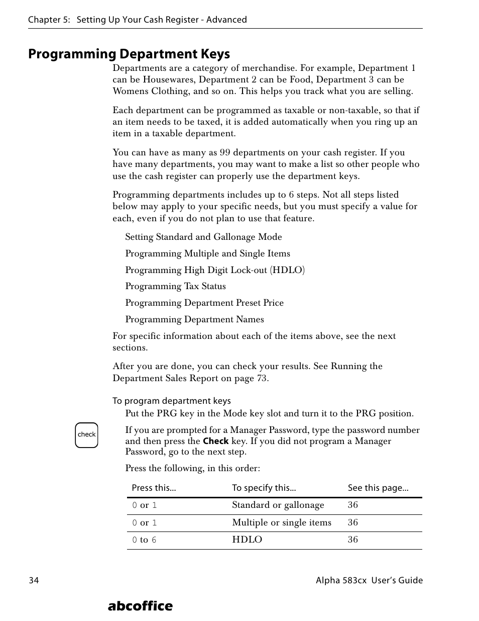 Programming department keys, Abcoffice | ABC Office ROYAL Alpha 583cx User Manual | Page 40 / 138