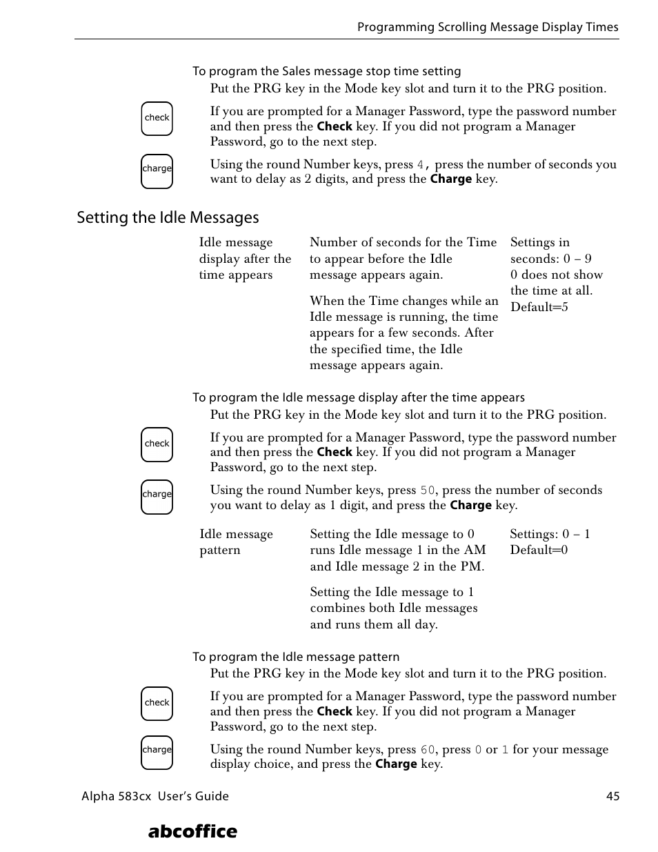 Setting the idle messages, Abcoffice | ABC Office ROYAL Alpha 583cx User Manual | Page 51 / 138
