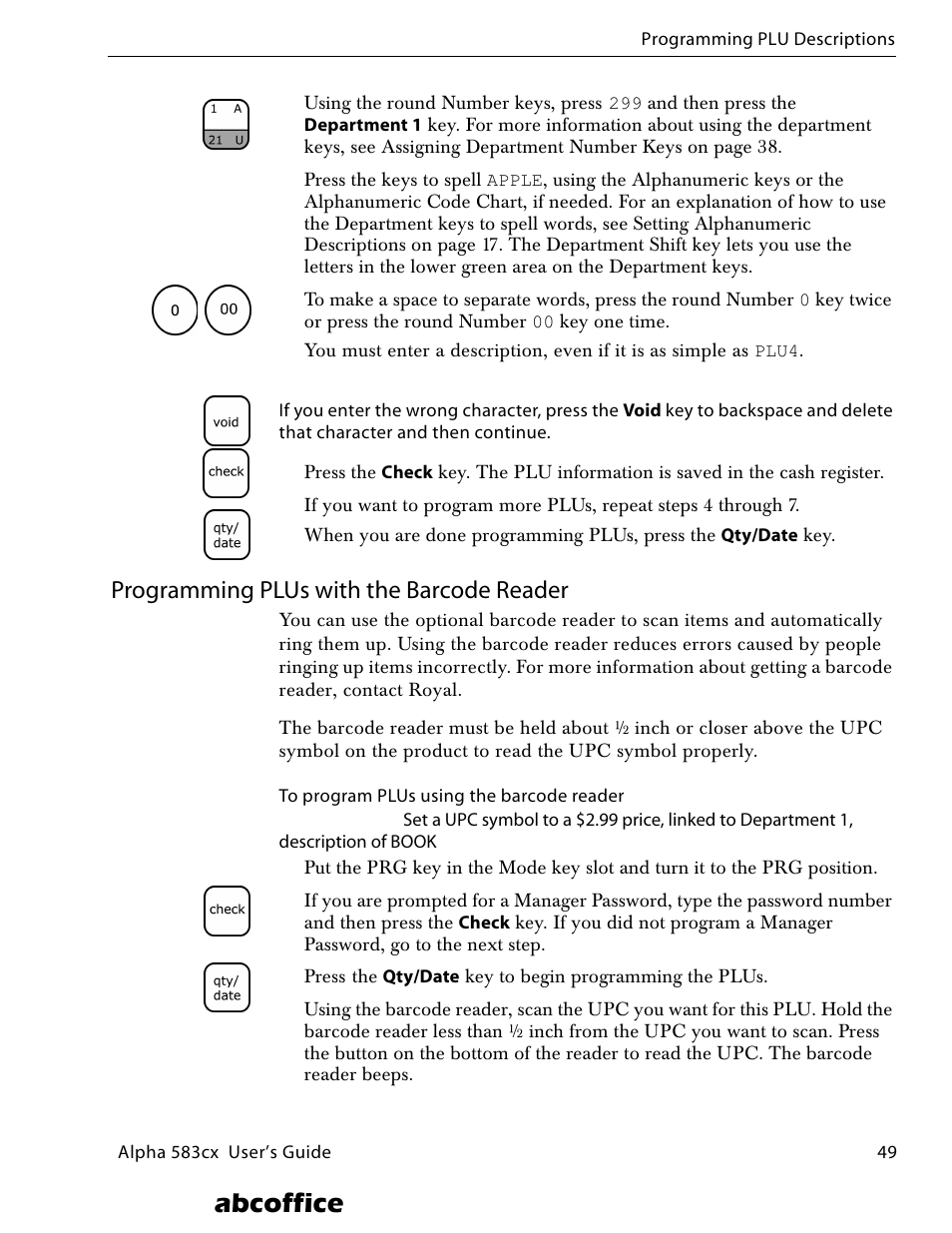 Programming plus with the barcode reader, Abcoffice | ABC Office ROYAL Alpha 583cx User Manual | Page 55 / 138