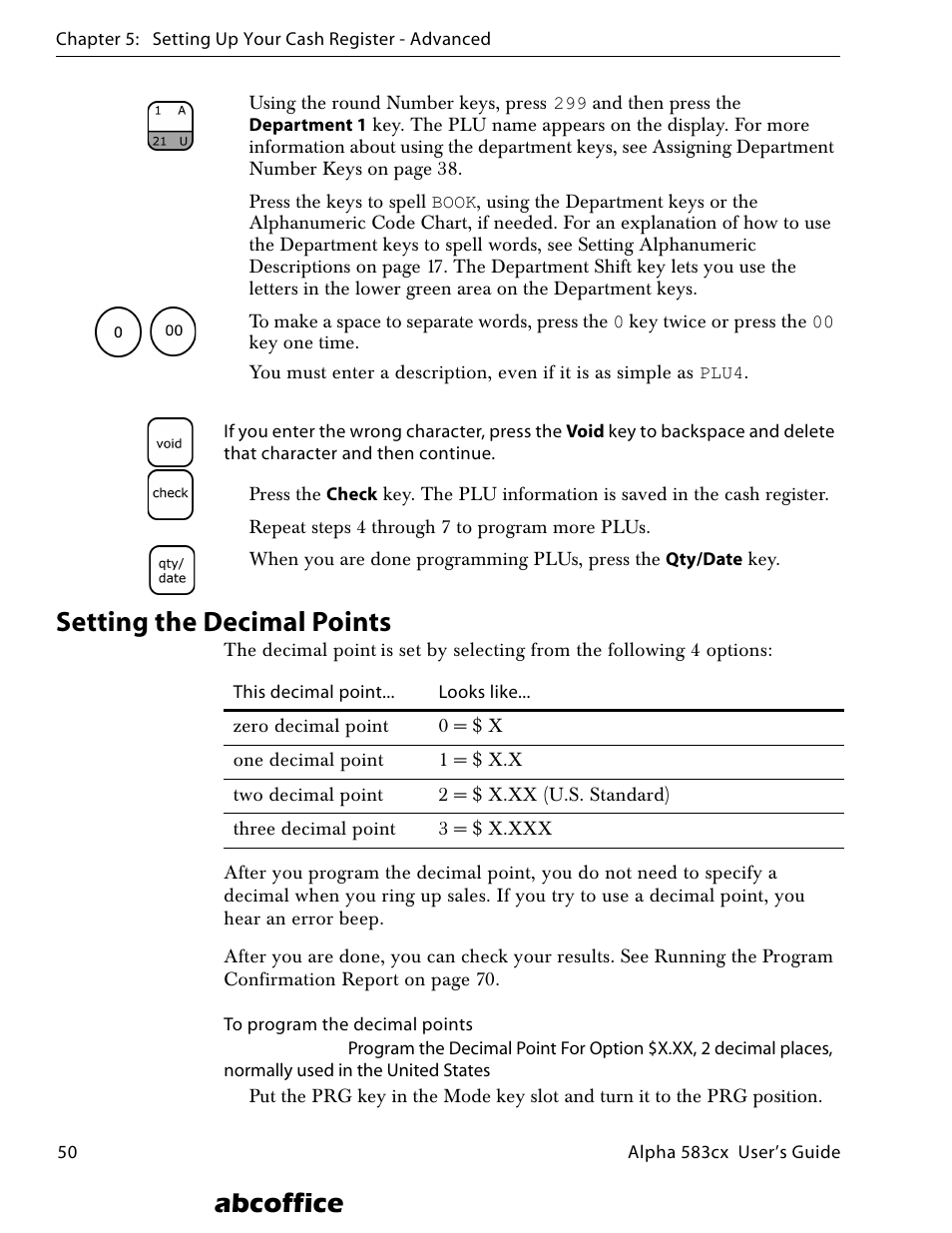 Setting the decimal points, Abcoffice | ABC Office ROYAL Alpha 583cx User Manual | Page 56 / 138