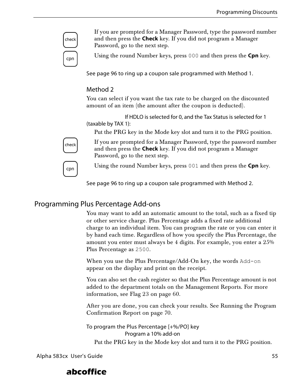 Programming plus percentage add-ons, Abcoffice | ABC Office ROYAL Alpha 583cx User Manual | Page 61 / 138