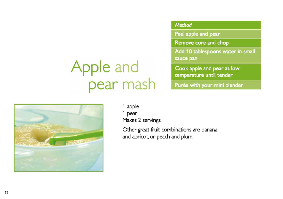 Apple and pear nnash | Philips Set aus AVENT Minimixer + Zubehör User Manual | Page 12 / 40