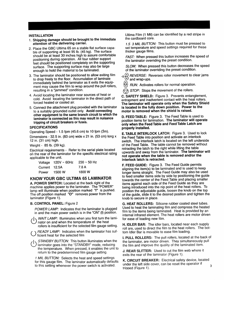 Know your gbc ultima 65 laminator | ABC Office ULTIMA 65 User Manual | Page 2 / 9