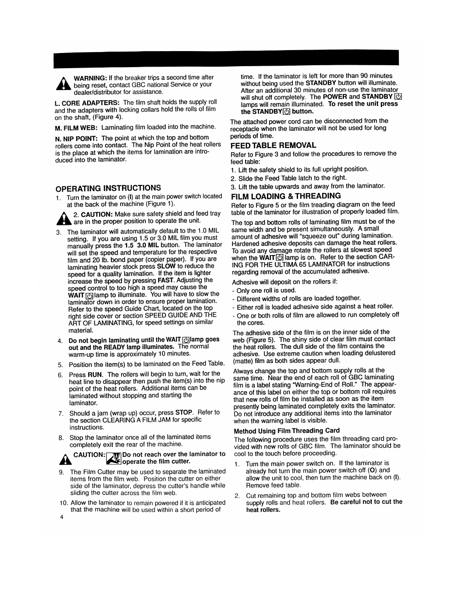 Feed table removal, Film loading & threading | ABC Office ULTIMA 65 User Manual | Page 3 / 9