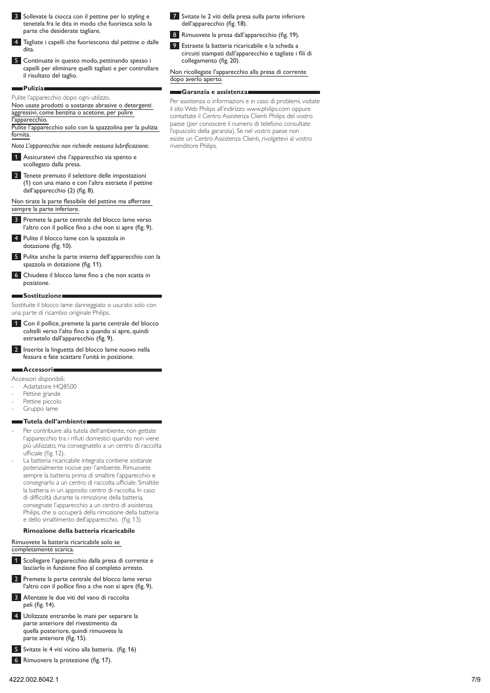 Philips Regolacapelli User Manual | Page 7 / 9