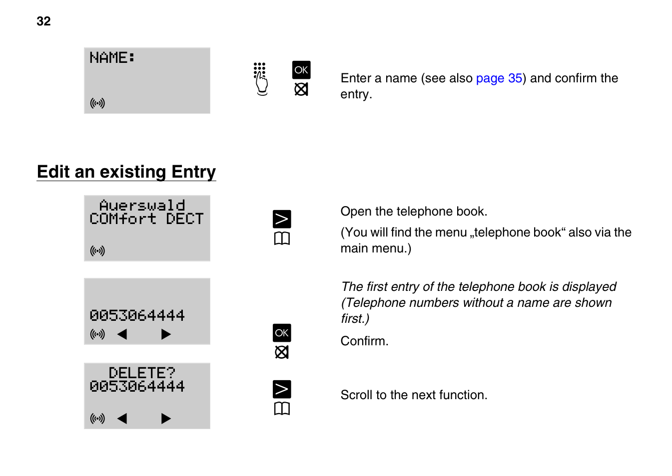 Edit an existing entry | Auerswald 800 User Manual | Page 32 / 52