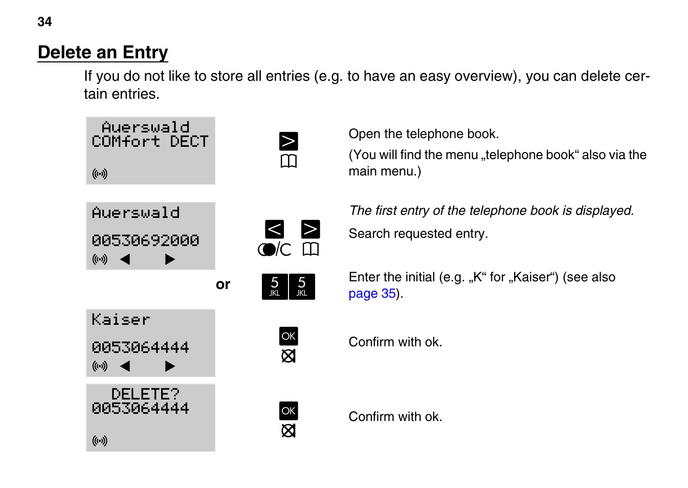 Delete an entry | Auerswald 800 User Manual | Page 34 / 52