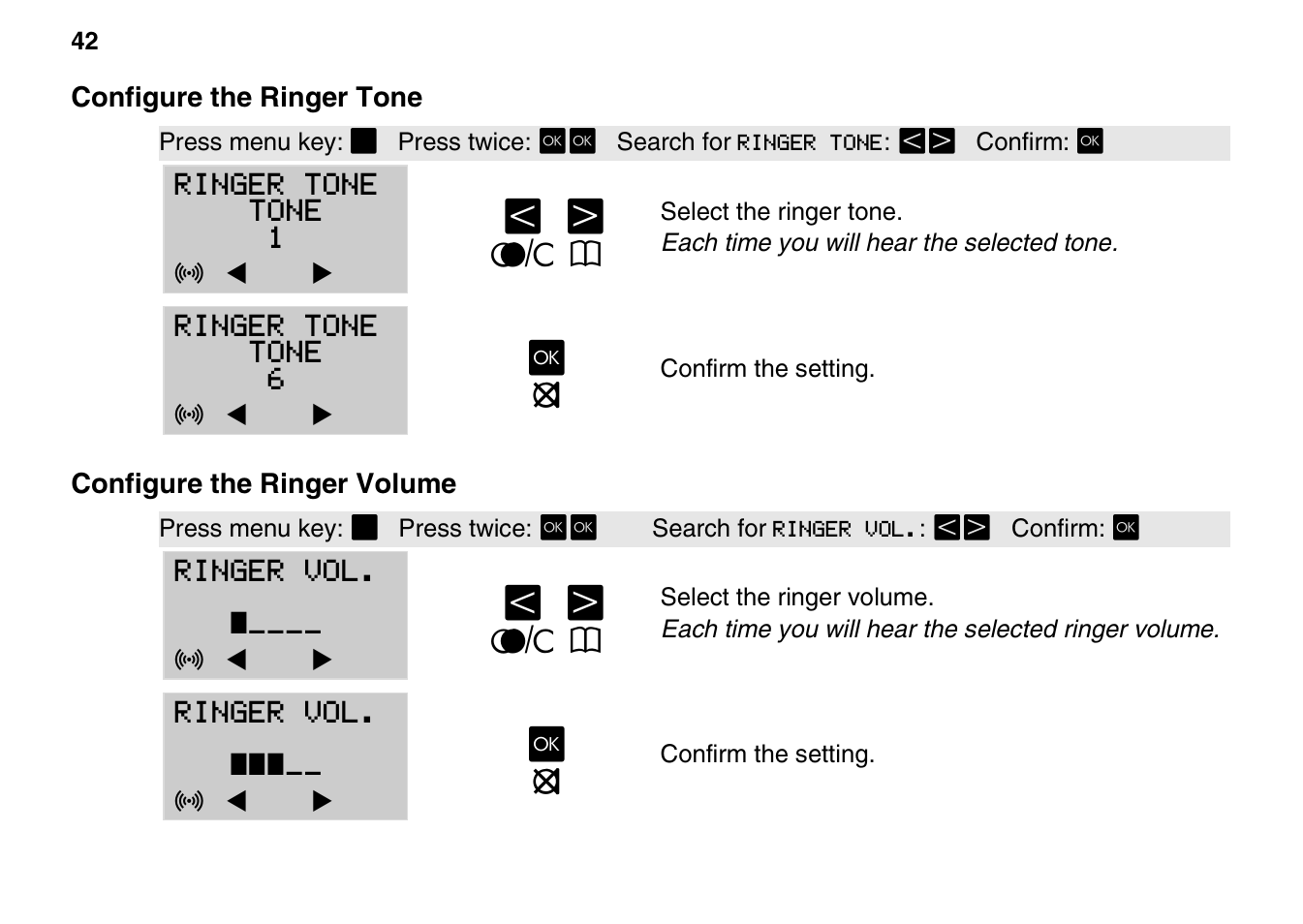 Configure the ringer tone, Configure the ringer volume, Moo zv o | Auerswald 800 User Manual | Page 42 / 52