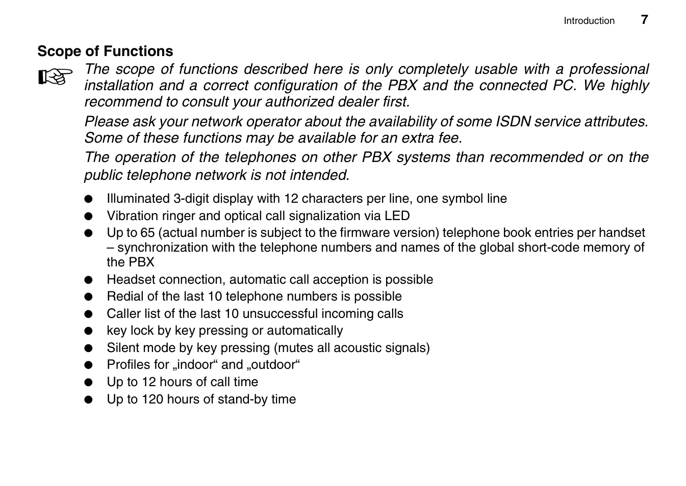 Scope of functions | Auerswald 800 User Manual | Page 7 / 52