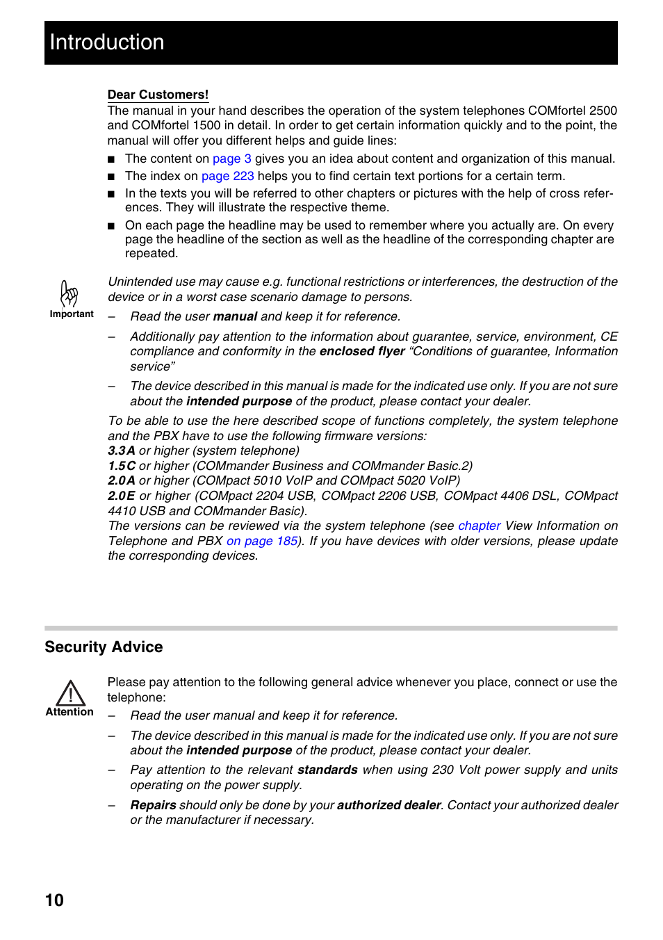 Introduction, Security advice | Auerswald 2500 User Manual | Page 10 / 236