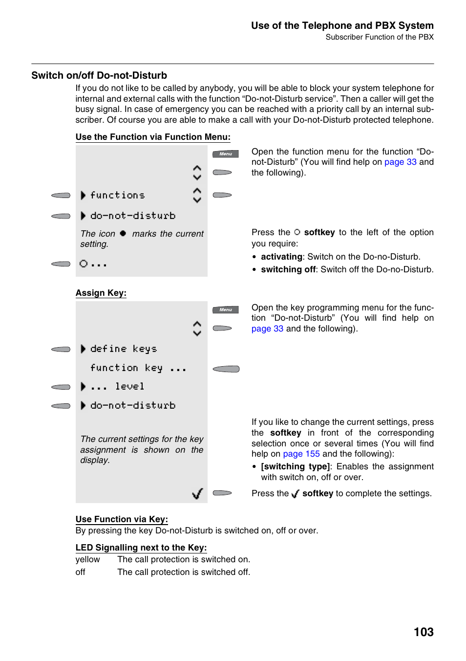 Switch on/off do-not-disturb, Functions do-not-disturb | Auerswald 2500 User Manual | Page 103 / 236