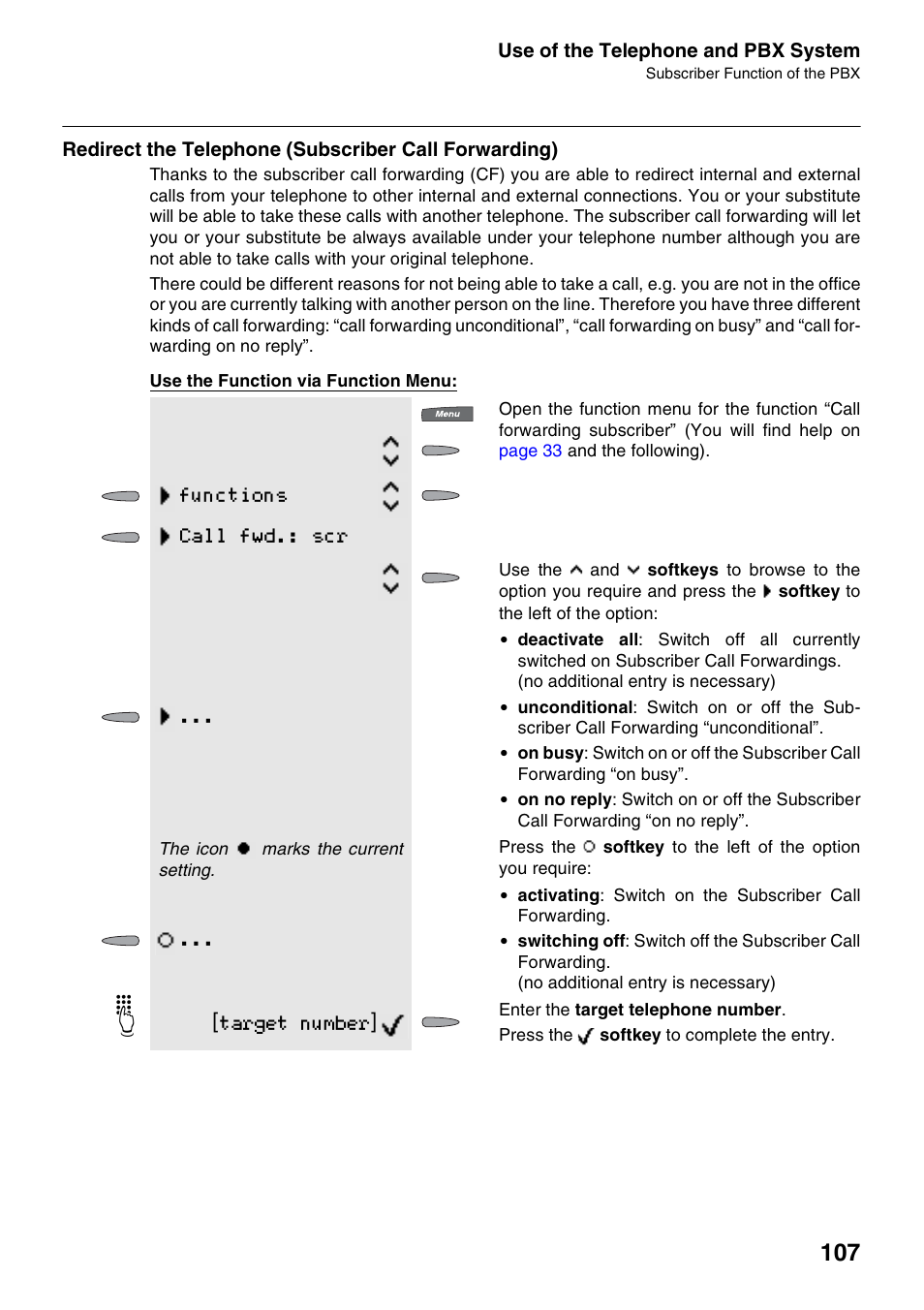 Criber, Functions call fwd.: scr, Target number | Auerswald 2500 User Manual | Page 107 / 236