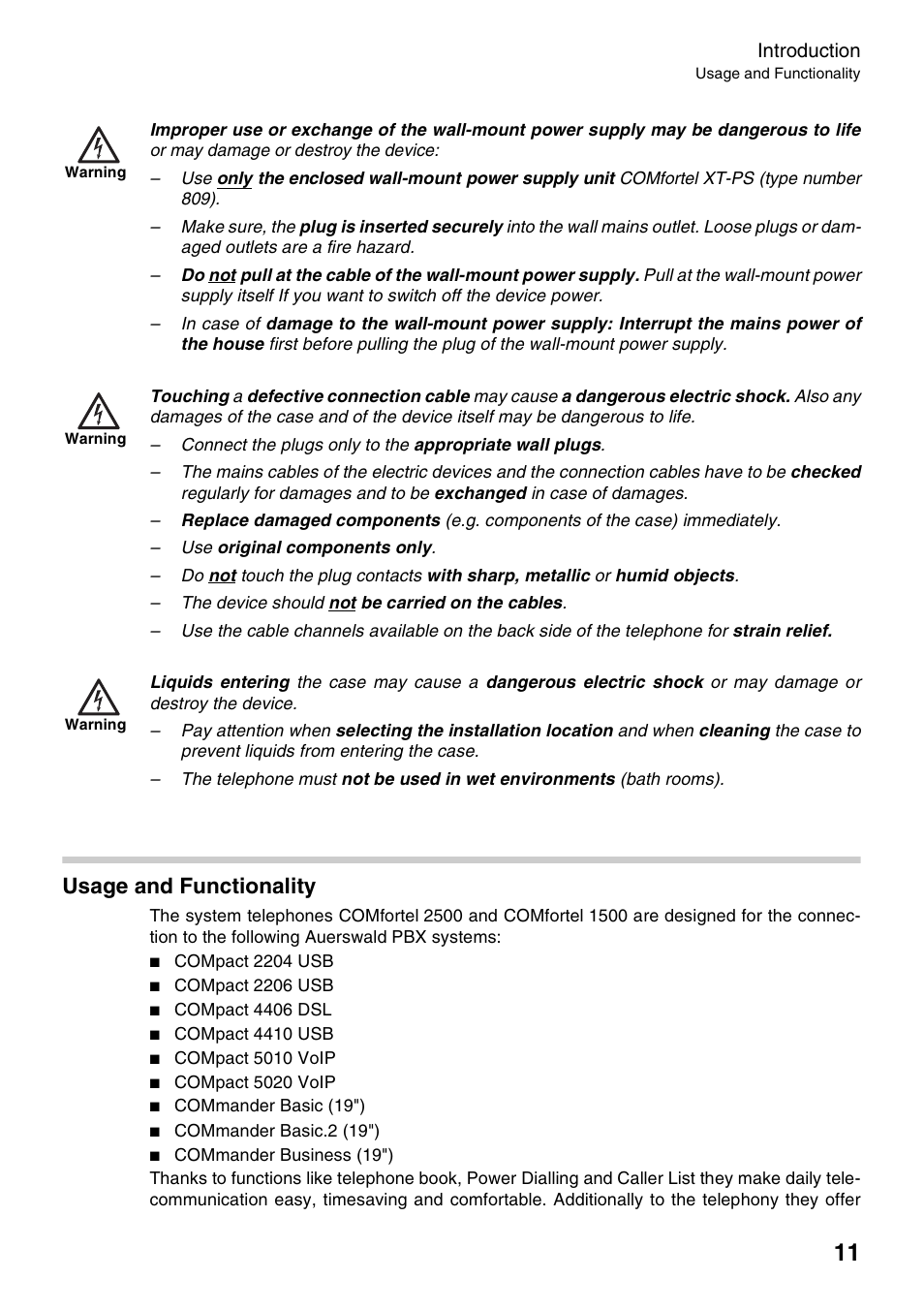 Usage and functionality | Auerswald 2500 User Manual | Page 11 / 236