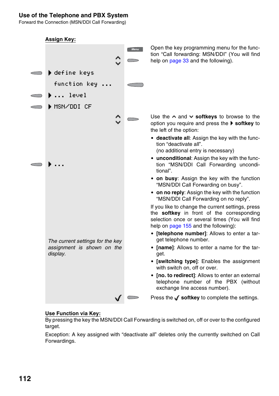 Define keys function key ... ... level msn/ddi cf | Auerswald 2500 User Manual | Page 112 / 236