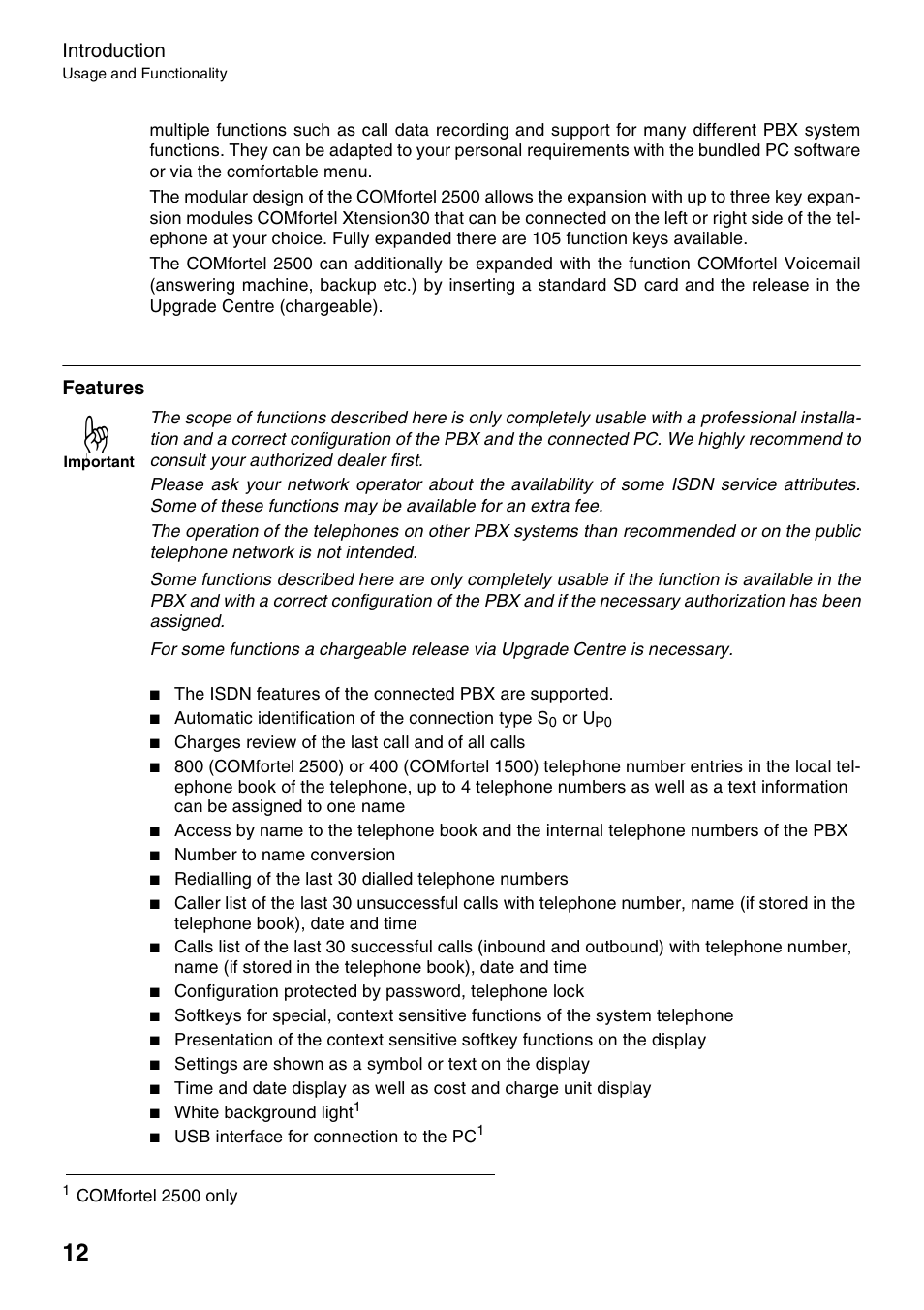 Features | Auerswald 2500 User Manual | Page 12 / 236