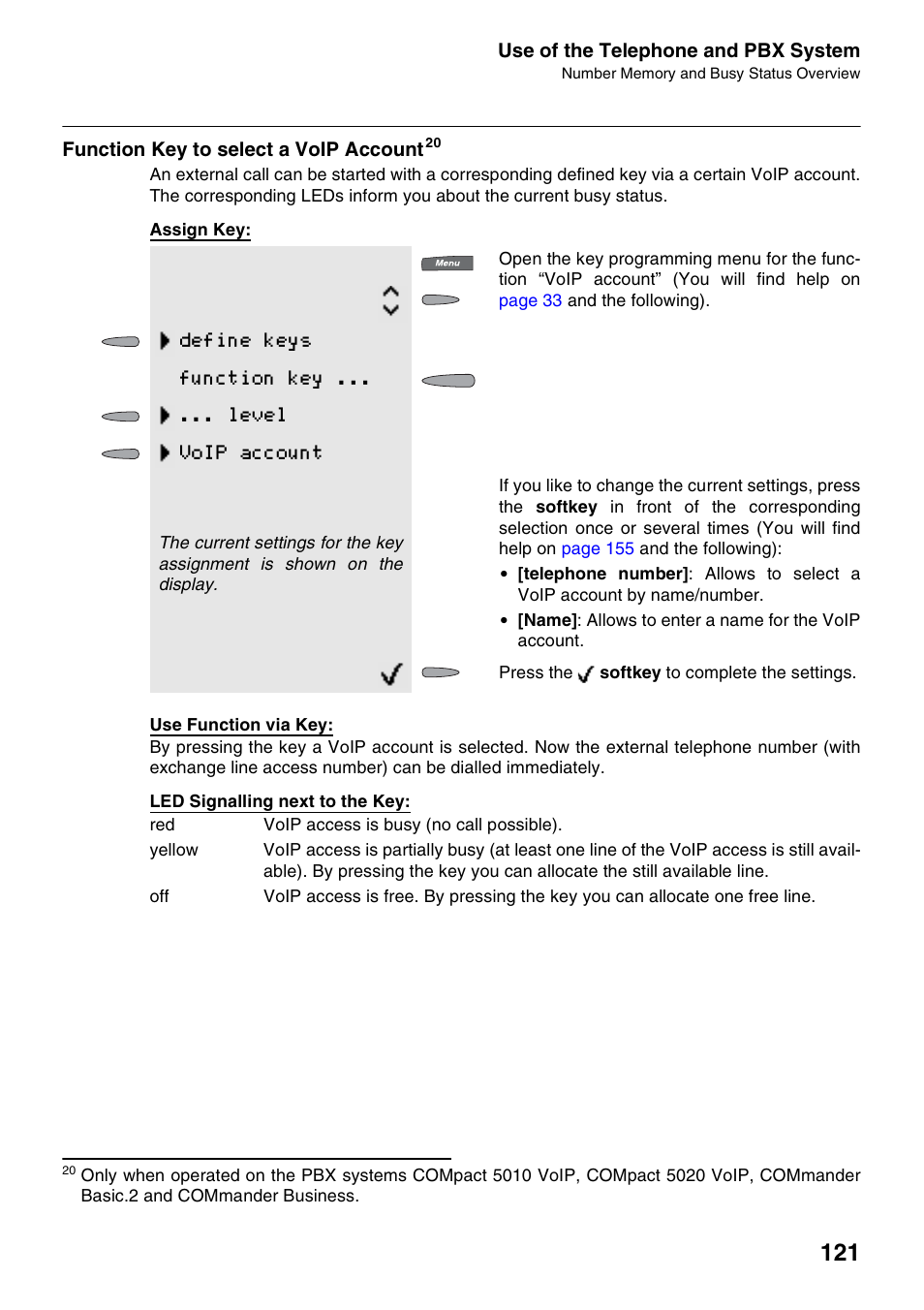 Function key to select a voip account | Auerswald 2500 User Manual | Page 121 / 236