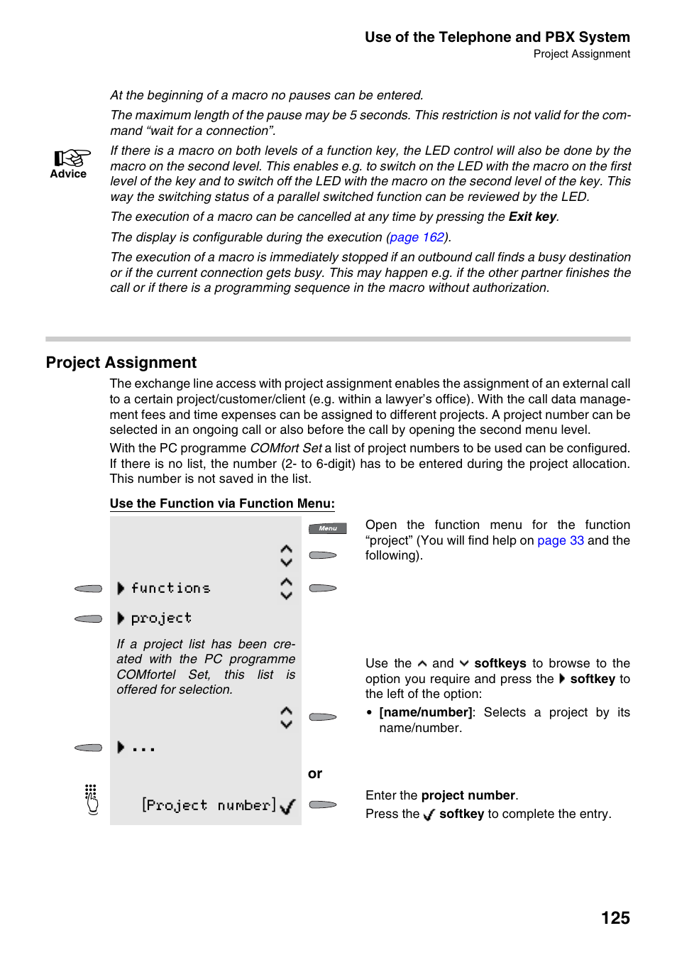 Project assignment, Functions project, Project number | Auerswald 2500 User Manual | Page 125 / 236