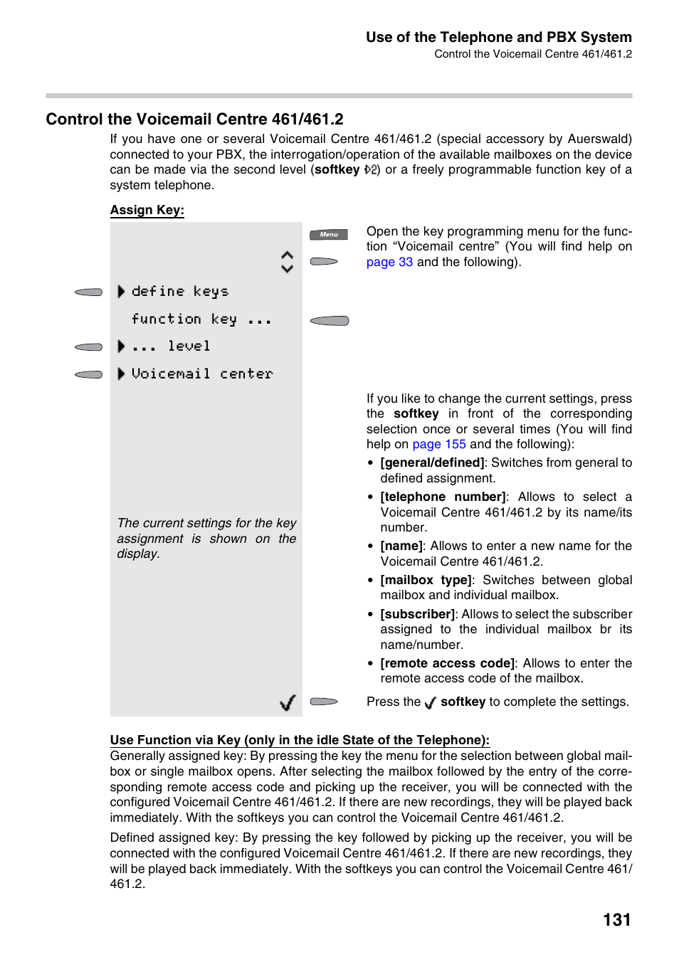 Control the voicemail centre 461/461.2 | Auerswald 2500 User Manual | Page 131 / 236