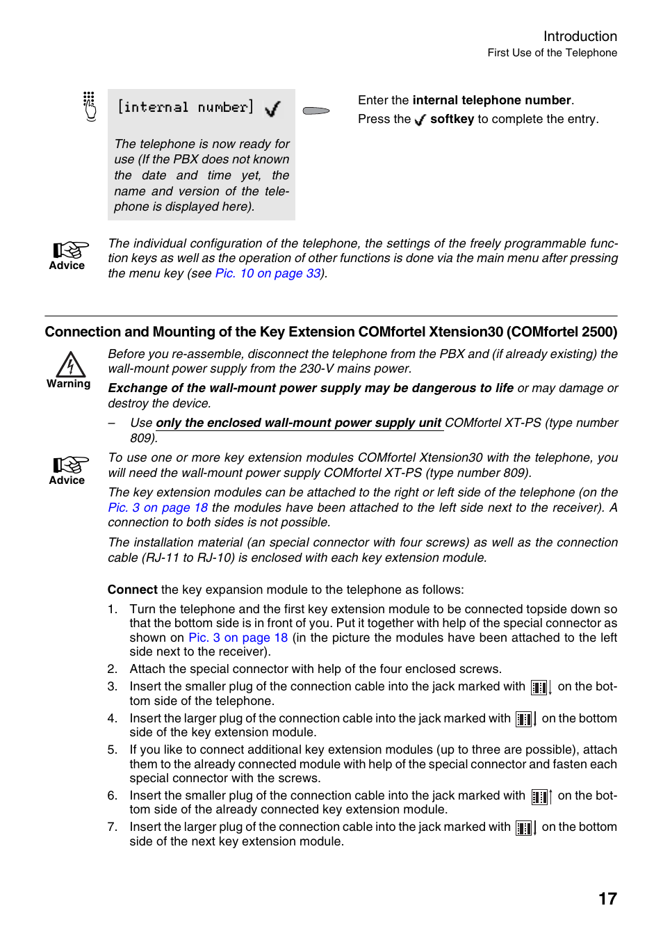 Chapter, Tel 2500), Internal number | Auerswald 2500 User Manual | Page 17 / 236
