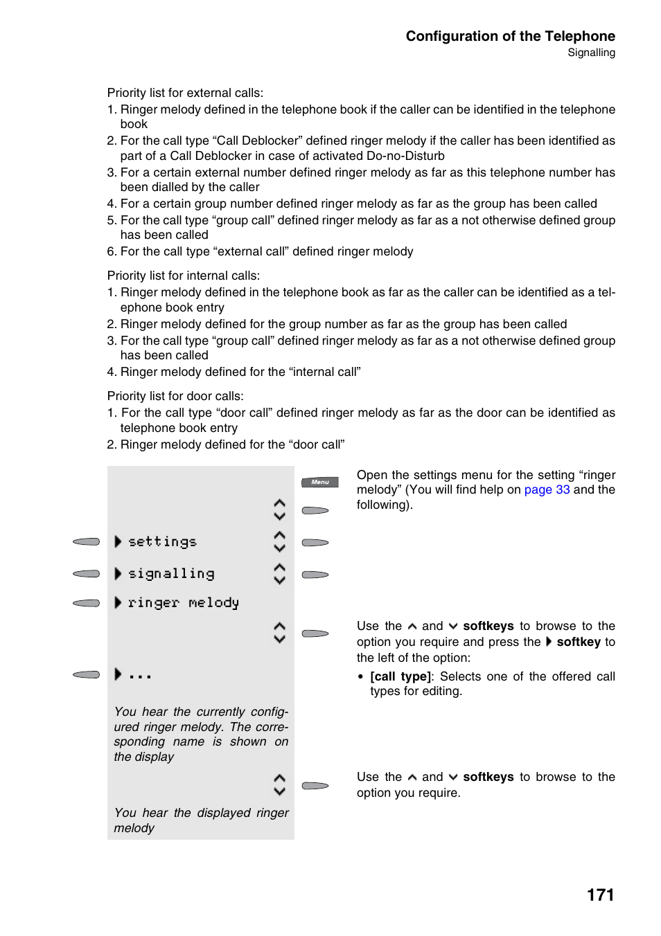 Settings signalling ringer melody | Auerswald 2500 User Manual | Page 171 / 236