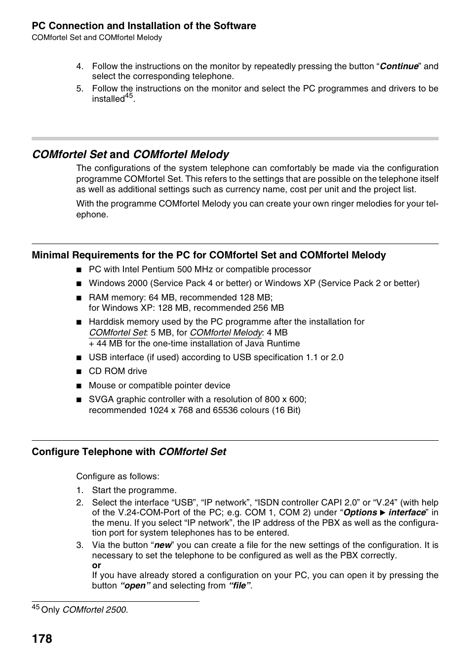 Comfortel set and comfortel melody, Configure telephone with comfortel set, Comfortel set an | Configure telephone with co | Auerswald 2500 User Manual | Page 178 / 236