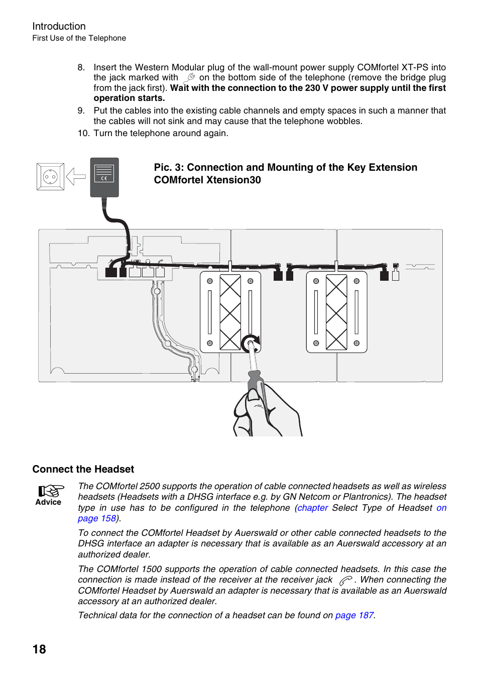 Connect the headset, In t | Auerswald 2500 User Manual | Page 18 / 236