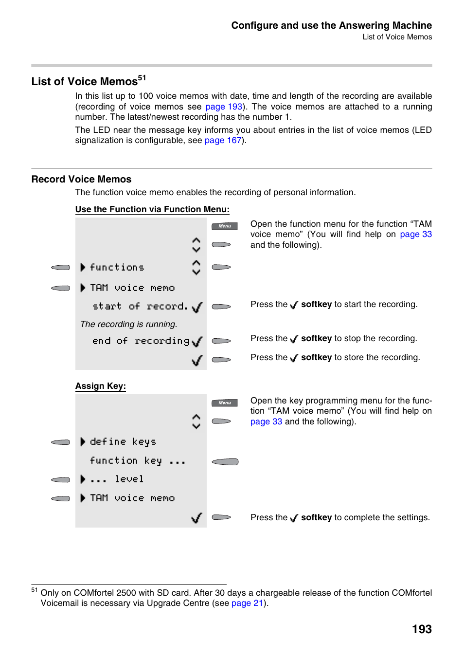 List of voice memos, Record voice memos, End of recording | Auerswald 2500 User Manual | Page 193 / 236