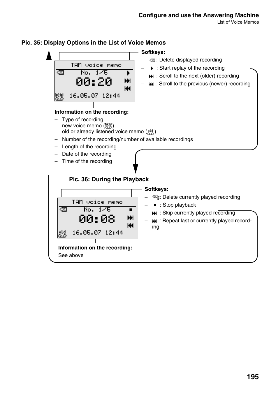Pic. 36 : during the playback, Pic. 36: during the playback | Auerswald 2500 User Manual | Page 195 / 236