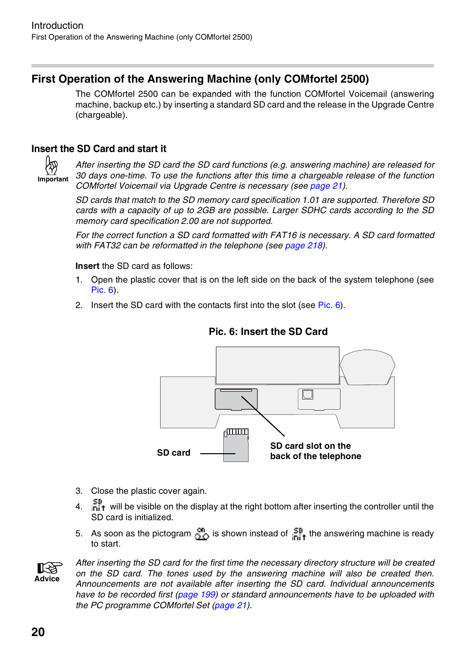 Insert the sd card and start it, Pic. 6 : insert the sd card, Pic. 6: insert the sd card | Auerswald 2500 User Manual | Page 20 / 236