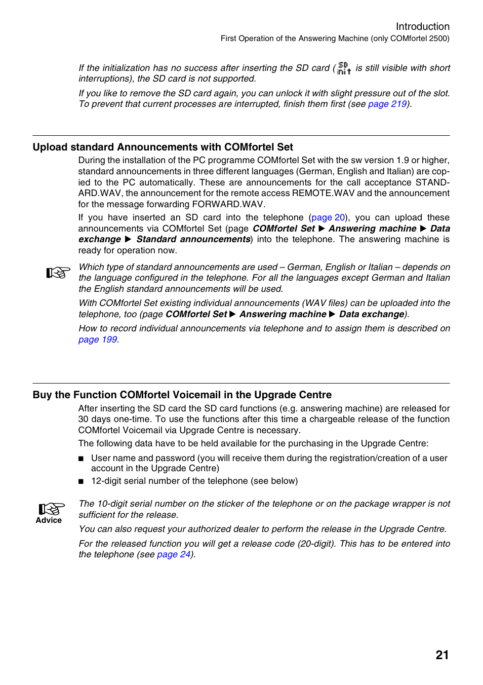 Upload standard announcements with comfortel set | Auerswald 2500 User Manual | Page 21 / 236