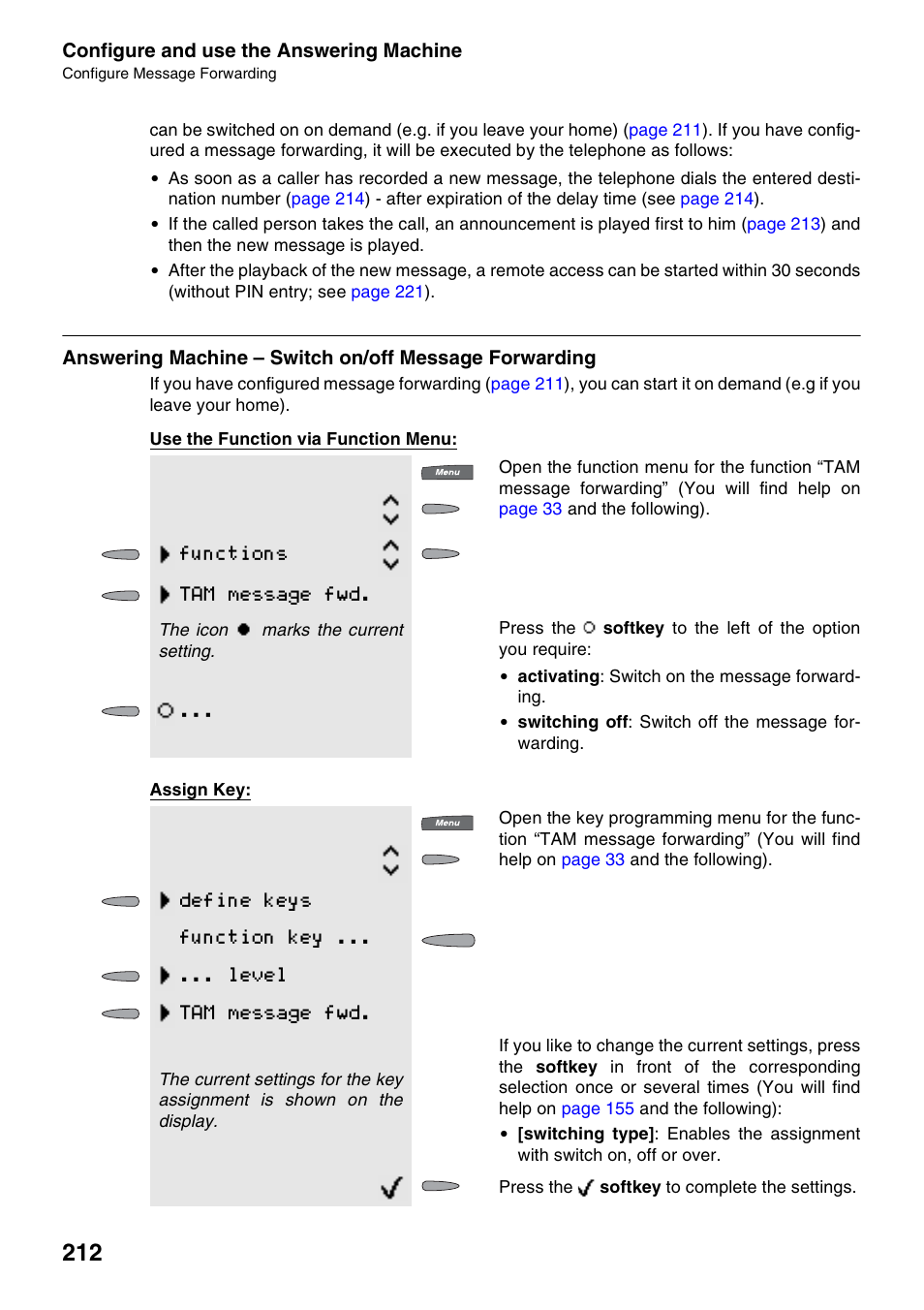 Functions tam message fwd | Auerswald 2500 User Manual | Page 212 / 236