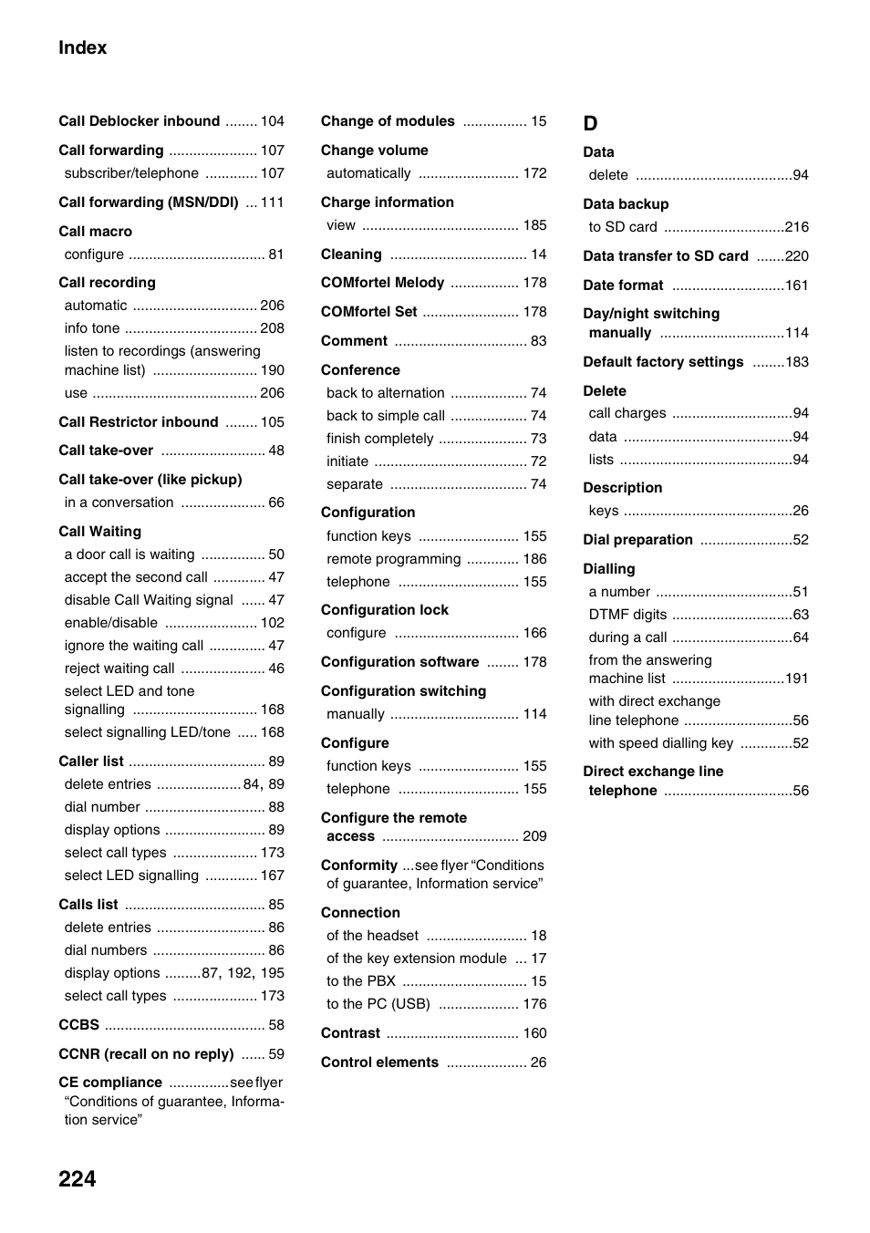 Index | Auerswald 2500 User Manual | Page 224 / 236